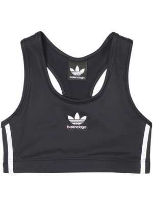 Balenciaga x Adidas embroidered-logo sports bra - Black