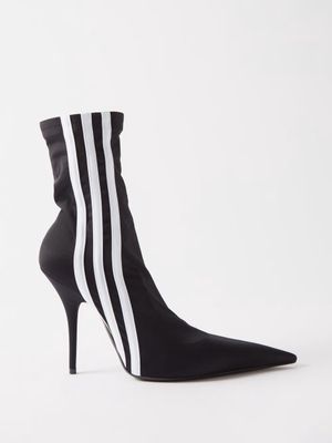 Balenciaga - X Adidas Knife 110 Spandex-knit Ankle Boots - Womens - Black White