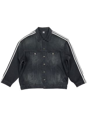 Balenciaga x adidas side-stripe denim jacket - Black