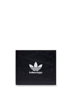 Balenciaga x Adidas trefoil-print folded wallet - Black