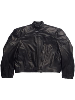 Balenciaga zip-up leather coat - Black