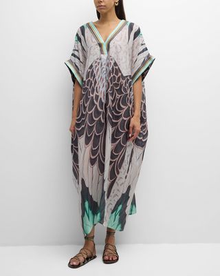 Balla Printed V-Neck Silk Dress