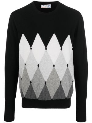 Ballantyne argyle check-pattern cashmere jumper - Black