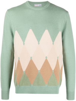 Ballantyne argyle check-pattern cashmere jumper - Green