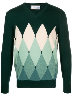 Ballantyne argyle-intarsia cashmere jumper - Green