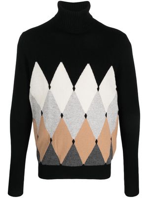 Ballantyne cashmere argyle intarsia-knit jumper - Black