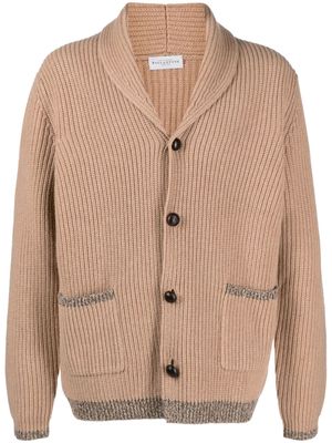 Ballantyne contrast-trim ribbed-knit wool cardigan - Brown