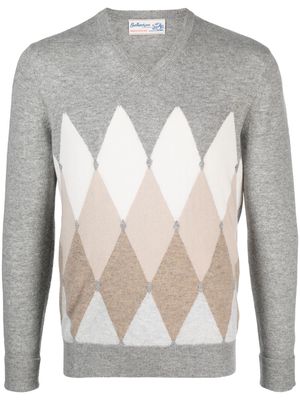 Ballantyne diamond-pattern cashmere jumper - Grey