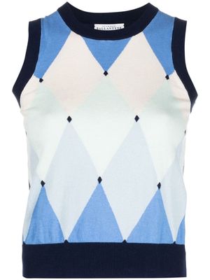 Ballantyne diamond-pattern intarsia-knit vest - Blue