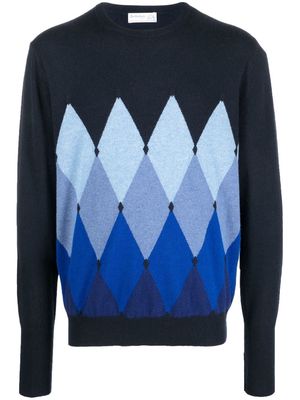 Ballantyne geometric cashmere jumper - Blue
