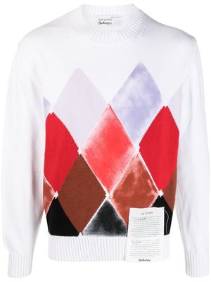 Ballantyne geometric-pattern knitted jumper - White