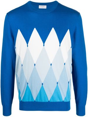 Ballantyne geometric-print fine-knit jumper - Blue