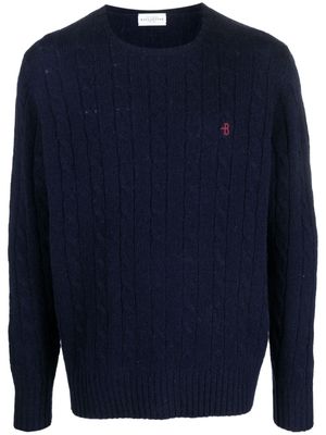 Ballantyne logo-embroidered cable-knit wool jumper - Blue