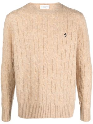 Ballantyne logo-embroidered cable-knit wool jumper - Neutrals