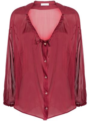 Ballantyne pleated longe-sleeve silk shirt - Red