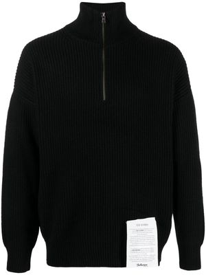 Ballantyne short-zip cashmere jumper - Black