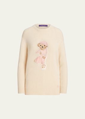Ballet Bear Crewneck Cashmere Sweater