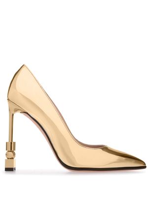 Bally 105mm metallic leather pumps - Gold