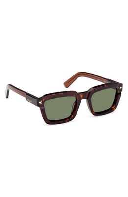 Bally 52mm Rectangular Sunglasses in Dark Havana /Green