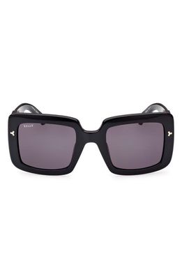 Bally 53mm Gradient Square Sunglasses in Shiny Black /Smoke