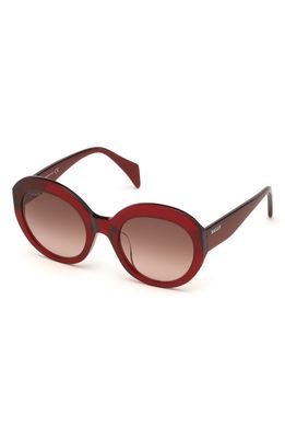 Bally 54mm Round Sunglasses in Shiny Red /Gradient Brown