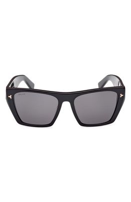 Bally 55mm Geometric Sunglasses in Shiny Black /Smoke