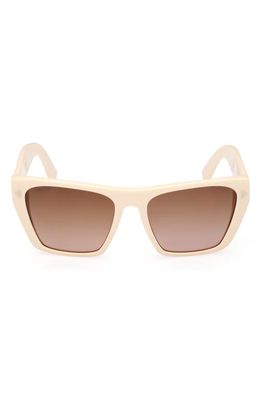 Bally 55mm Gradient Geometric Sunglasses in Ivory /Gradient Brown