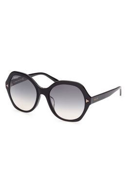 Bally 55mm Gradient Geometric Sunglasses in Shiny Black /Gradient Smoke