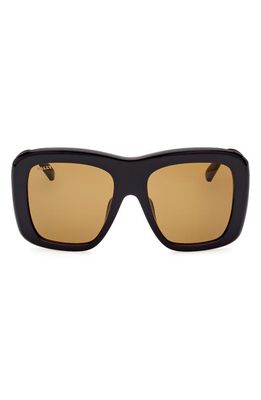 Bally 55mm Square Sunglasses in Shiny Black /Brown
