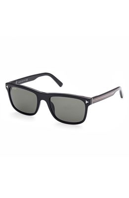 Bally 56mm Rectangular Sunglasses in Shiny Black /Green