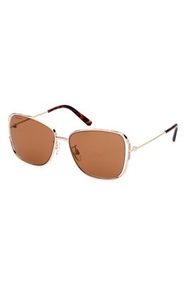 Bally 57mm Geometric Sunglasses in Shiny Rose Gold /Brown