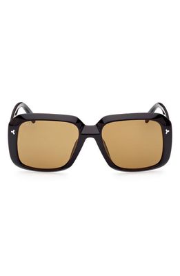 Bally 57mm Square Sunglasses in Shiny Black /Brown