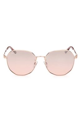 Bally 58mm Mirrored Round Sunglasses in Rose Gold/Grad Mirror Violet