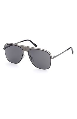 Bally 58mm Navigator Sunglasses in Shiny Gunmetal /Smoke