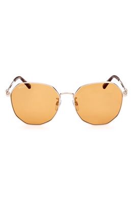 Bally 58mm Round Sunglasses in Shiny Rose Gold /Brown