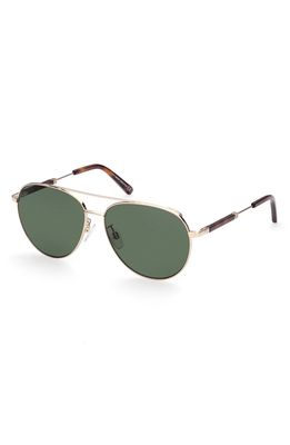 Bally 59mm Pilot Sunglasses in Shiny Rose Gold /Green