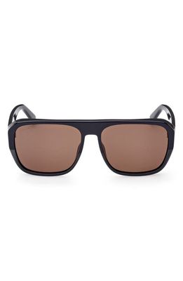 Bally 59mm Rectangular Sunglasses in Shiny Blue /Roviex