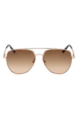 Bally 60mm Aviator Sunglasses in Shiny Rose Gold/gradient Brown