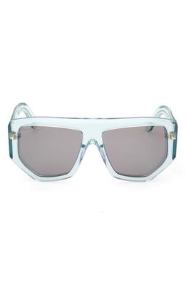 Bally 60mm Geometric Sunglasses in Shiny Turquoise /Smoke
