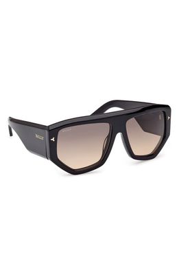 Bally 60mm Gradient Geometric Sunglasses in Shiny Black /Gradient Smoke