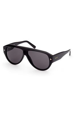 Bally 60mm Pilot Sunglasses in Shiny Black /Smoke