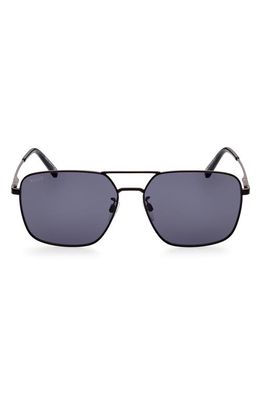 Bally 61mm Aviator Sunglasses in Shiny Black /Blue