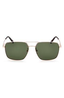 Bally 61mm Aviator Sunglasses in Shiny Rose Gold /Green