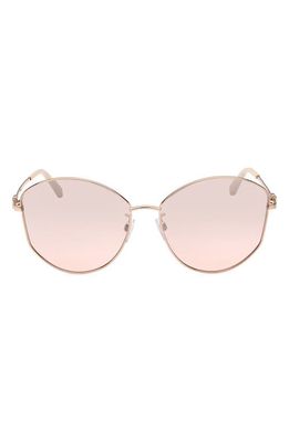 Bally 61mm Butterfly Sunglasses in Shiny Rose Gold/Grad Bordeaux