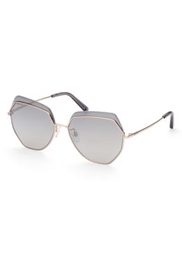 Bally 61mm Gradient Geometric Sunglasses in Shiny Rose Gold /Smoke Mirror