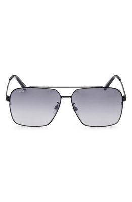Bally 62mm Oversize Gradient Aviator Sunglasses in Matte Black /Smoke Mirror