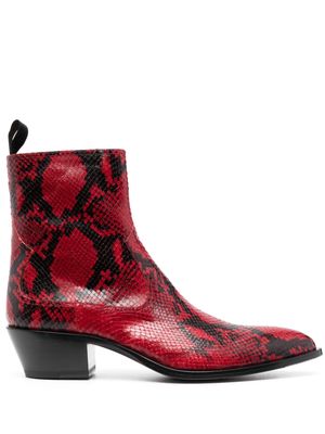 Bally animal-print leather boots - Red