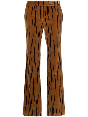 Bally animal-print velvet tailored trousers - Brown