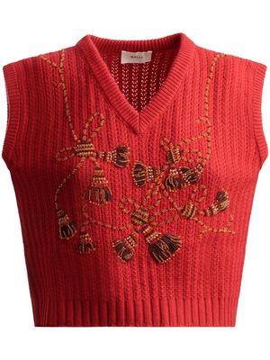 Bally bead-embellished cashmere vest - Red