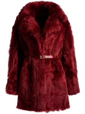 Bally belted faux-fur coat - Red
